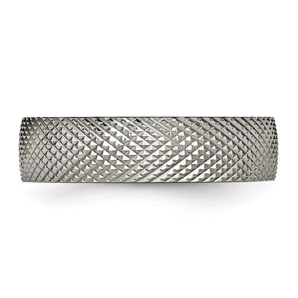 Kazi Luxury Chisel Titanium Polished and Textured 6mm Band - Picture 3 of 9